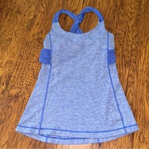 Lululemon Spin Me tank sz 6 Blue “Heathered Rocksteady” Color